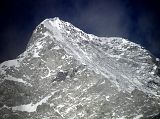 
Close up of the Makalu summit area with the Makalu Southwest and South Faces from a ridge above Sherson.
